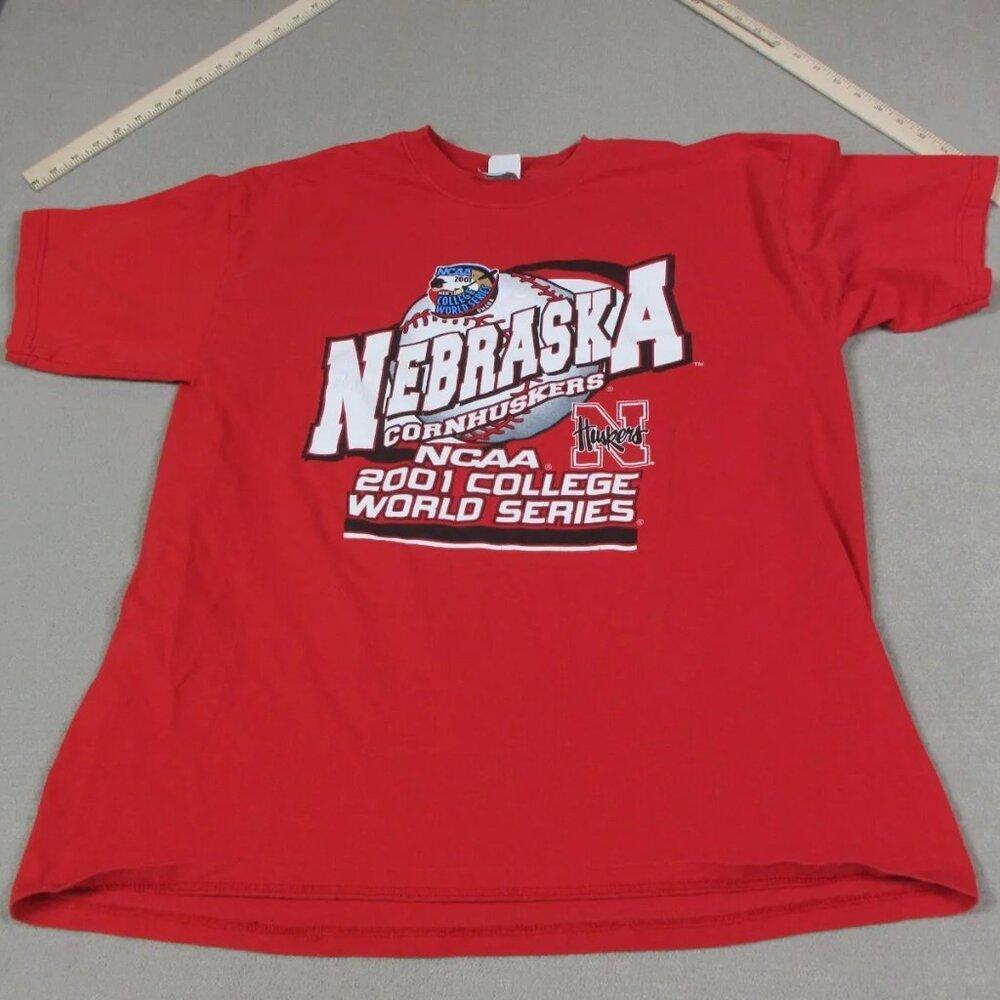 2001 Nebraska Huskers Shirt Red Baseball College World Series Shirt